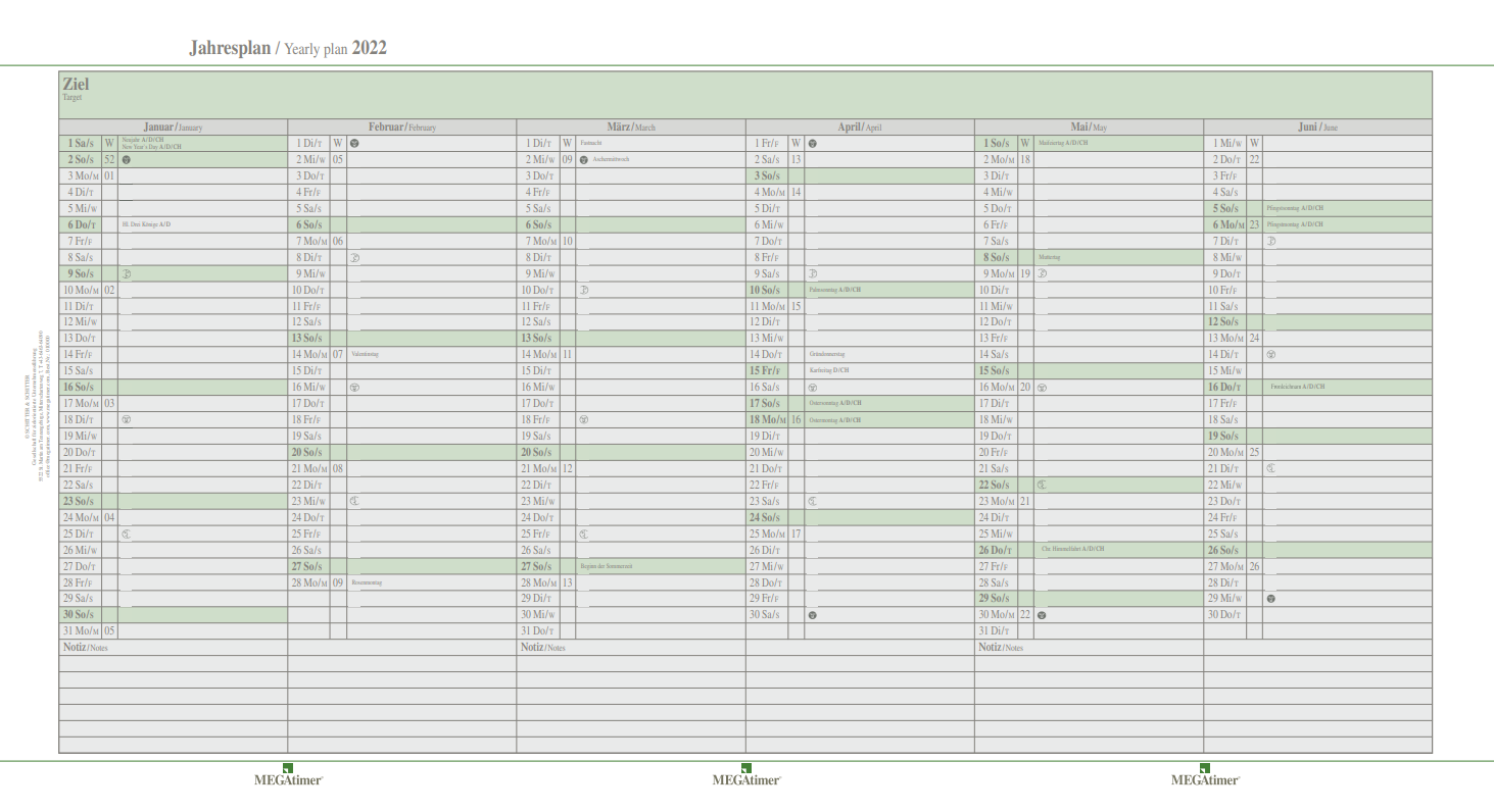 MEGAtimer A5 Jahresplan 2022  1 MEGAtimer Mehr Zeit zum 