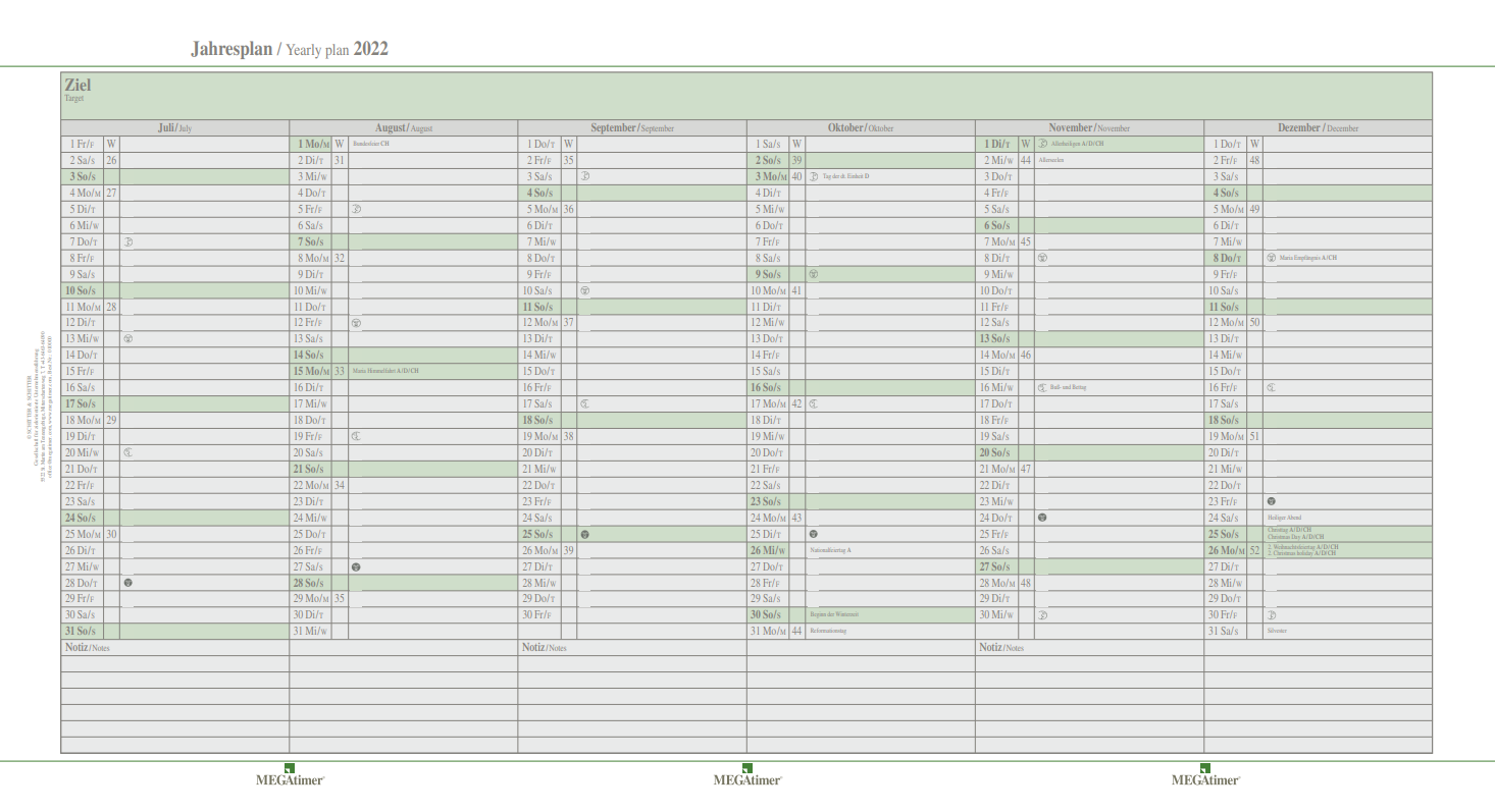 MEGAtimer A5 Jahresplan 2022  MEGAtimer Mehr Zeit zum Leben